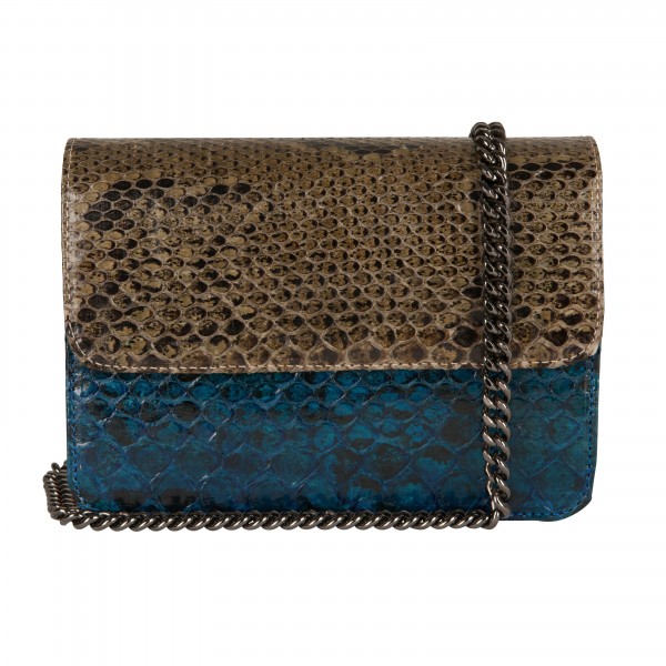 Mbour KENZINA Python Clutch Mix Grå Blå Poleret